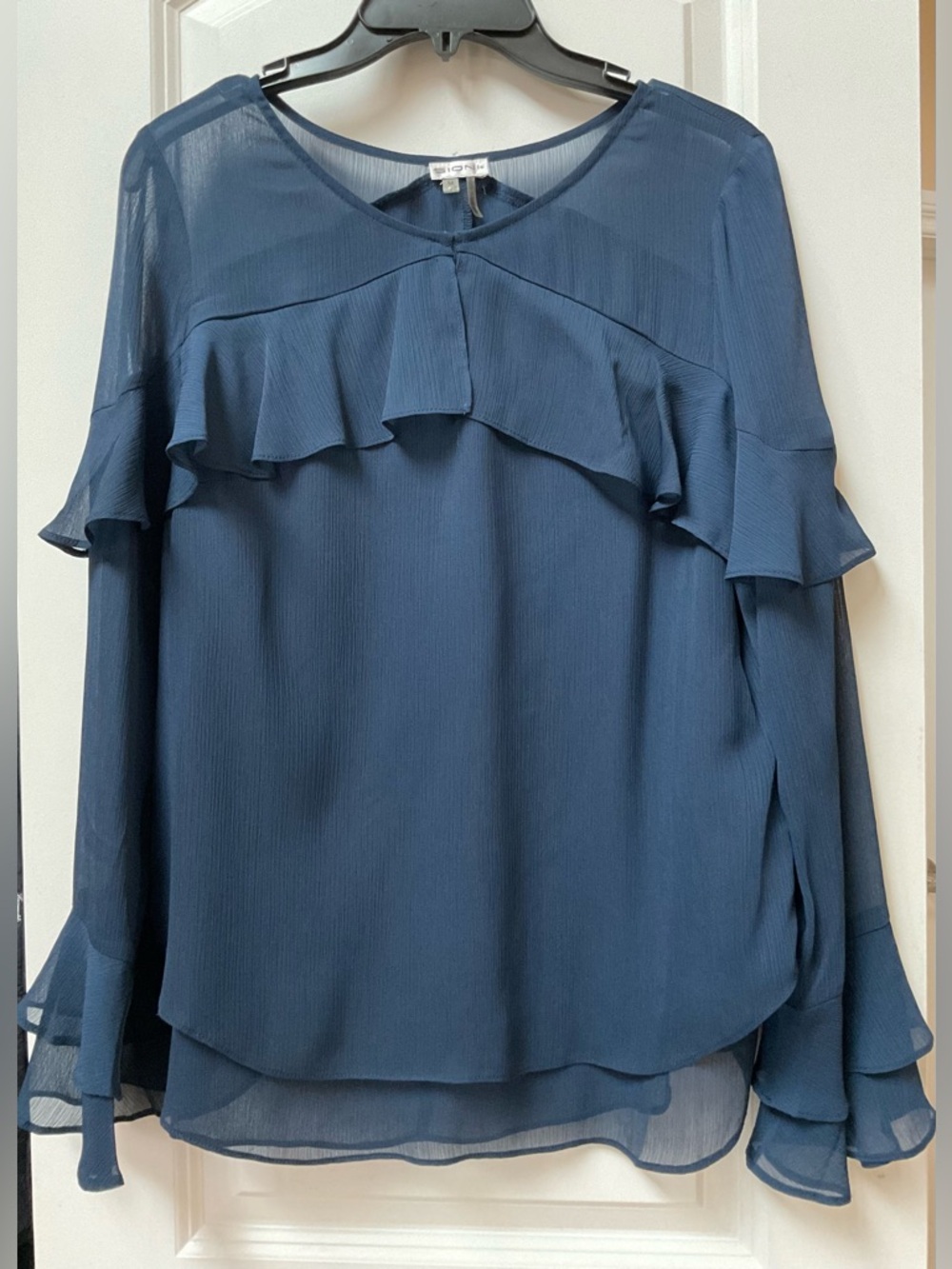 Sioni Ruffle Blouse with Trumpet Sleeves
